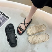 【免運】渡假浪漫風厚底涼鞋鬆糕鞋 ♥ 夏季素素簡約甜美平底鞋 (2色) X RUNWAY FASHION ICON