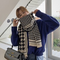【免運】大小千鳥格流蘇圍巾 雙面雙色仿羊絨  ♥ 秋冬保暖防寒大披肩圍脖(2色) X RUNWAY FASHION ICON